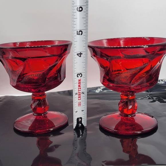 Two Fostoria Jamestown Sherbet Dish Amberina Glass Desert VTG Swirl Rubi Red - Picture 7 of 8